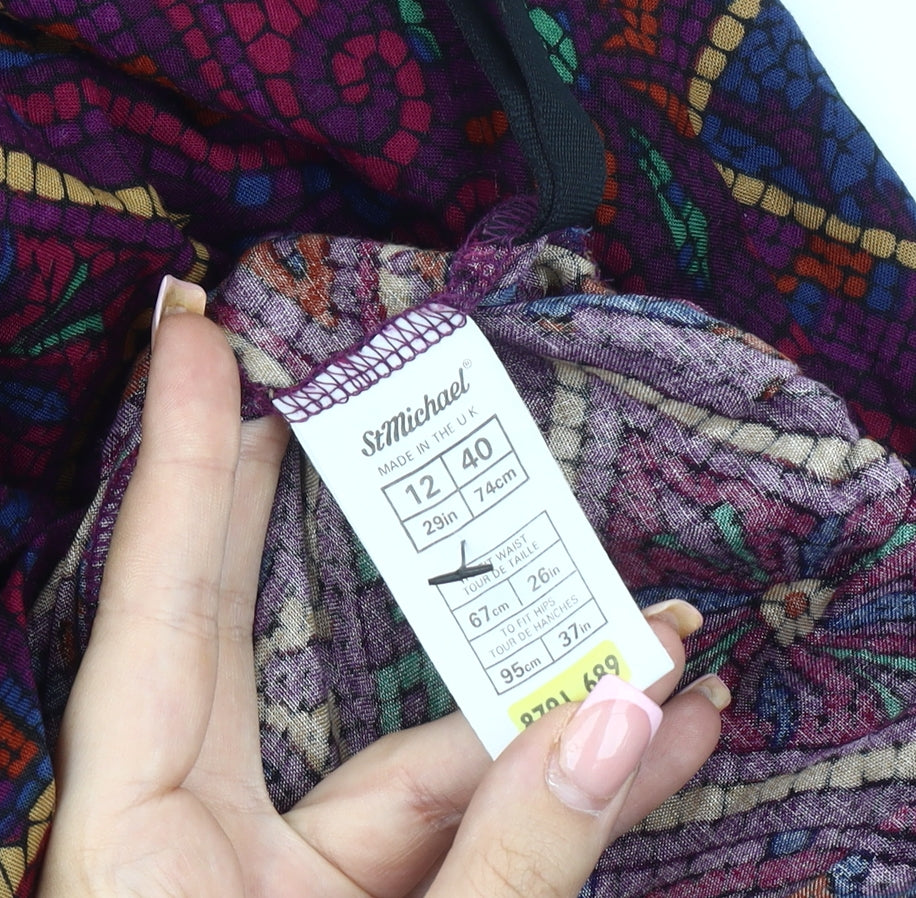 St Michael Women's Size 12 Multicoloured Geometric Skirt