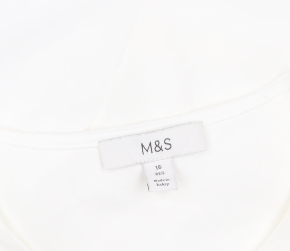 Marks and Spencer Women's White Blouse, Size 16