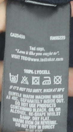 Ted Baker Navy Women's V-Neck Top Size 10