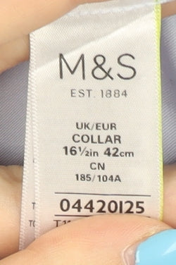Marks and Spencer Men's Blue Long Sleeve Dress Shirt