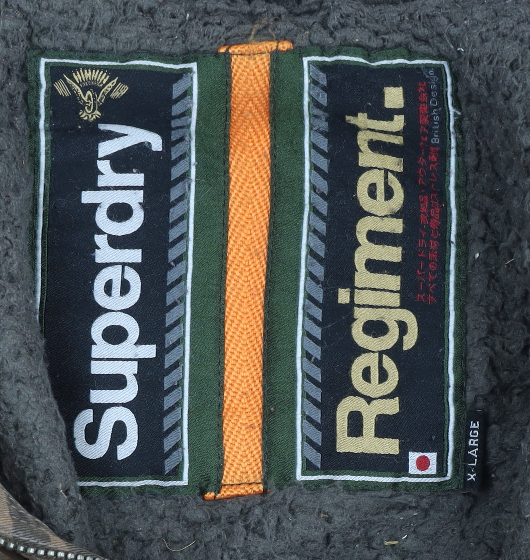 Superdry Men's XL Camo Military Jacket Brown