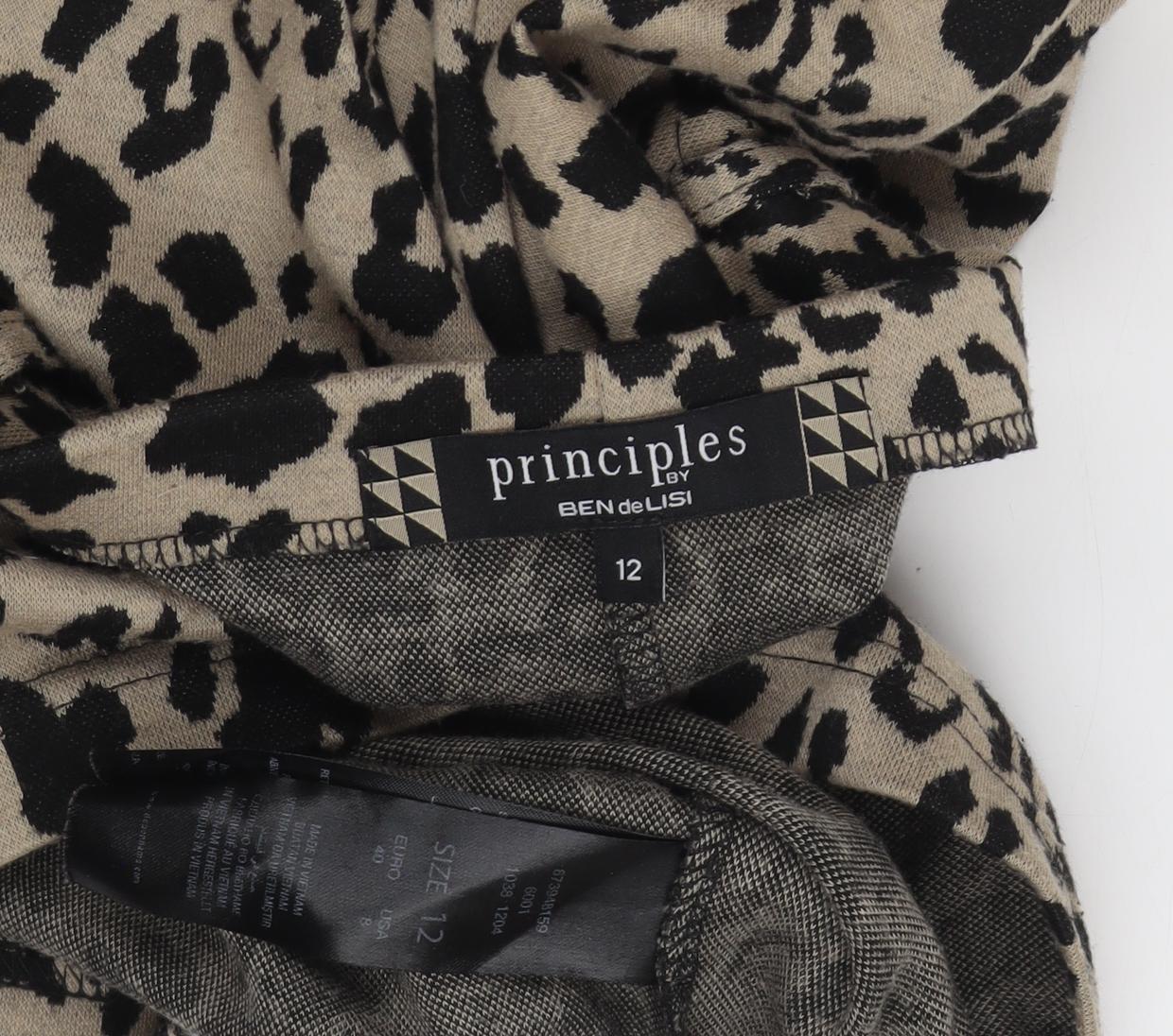 Principles Animal Print Straight Skirt Beige Size 12