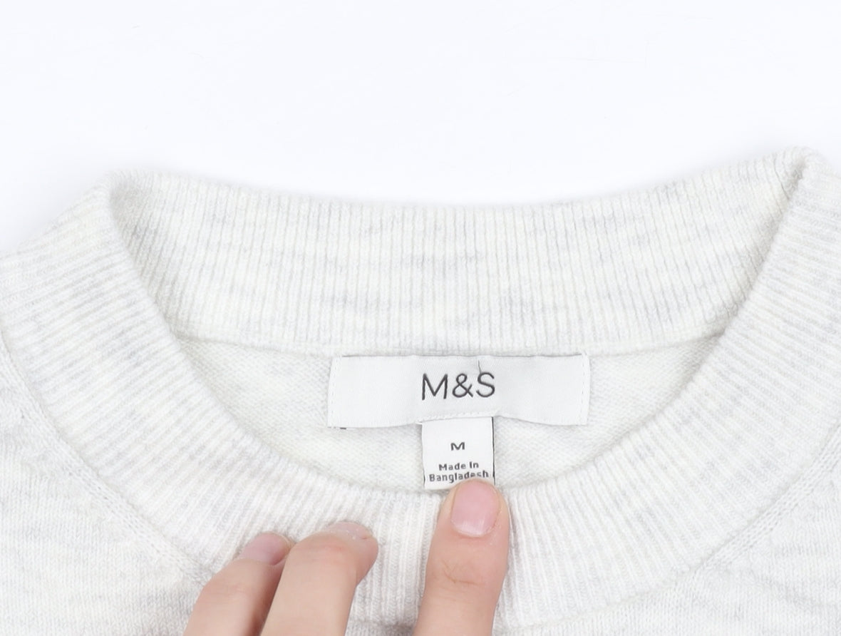 Marks and Spencer Women's White High Neck Knit Top