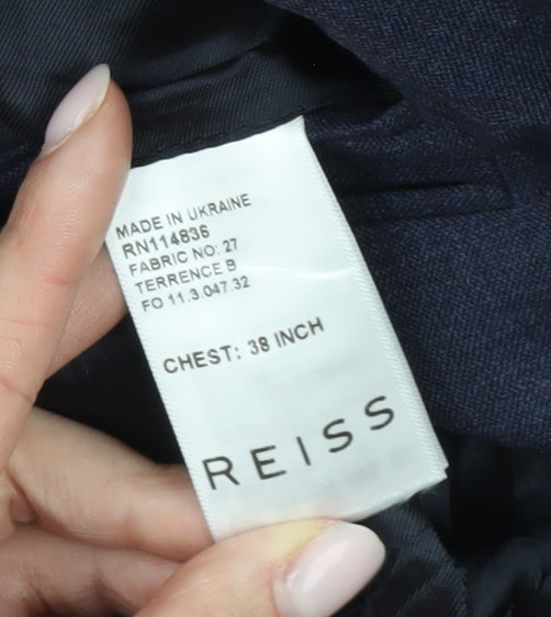 Reiss Men's Blue Wool Single-Breasted Blazer 38