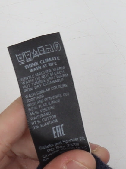 Marks and Spencer Women's Blue Linen Skirt Size 10