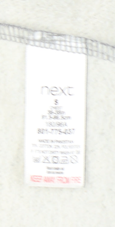 Next Men's Grey Pullover Hoodie S - Hooded Fleece with Logo