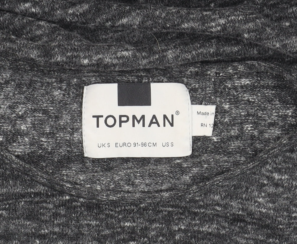 Topman Men's Grey Long Sleeve Crew Neck T-Shirt S