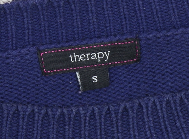 Therapy Women's Striped Pullover Jumper Blue S