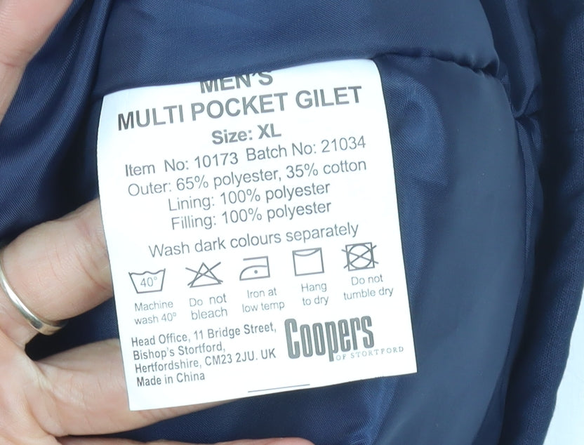 Coopers Men's Blue XL Waistcoat with Pockets