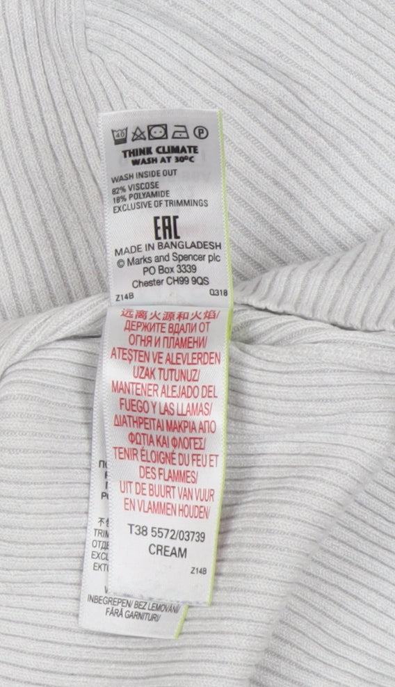 Marks and Spencer Women's Ivory Roll Neck Jumper Size 14