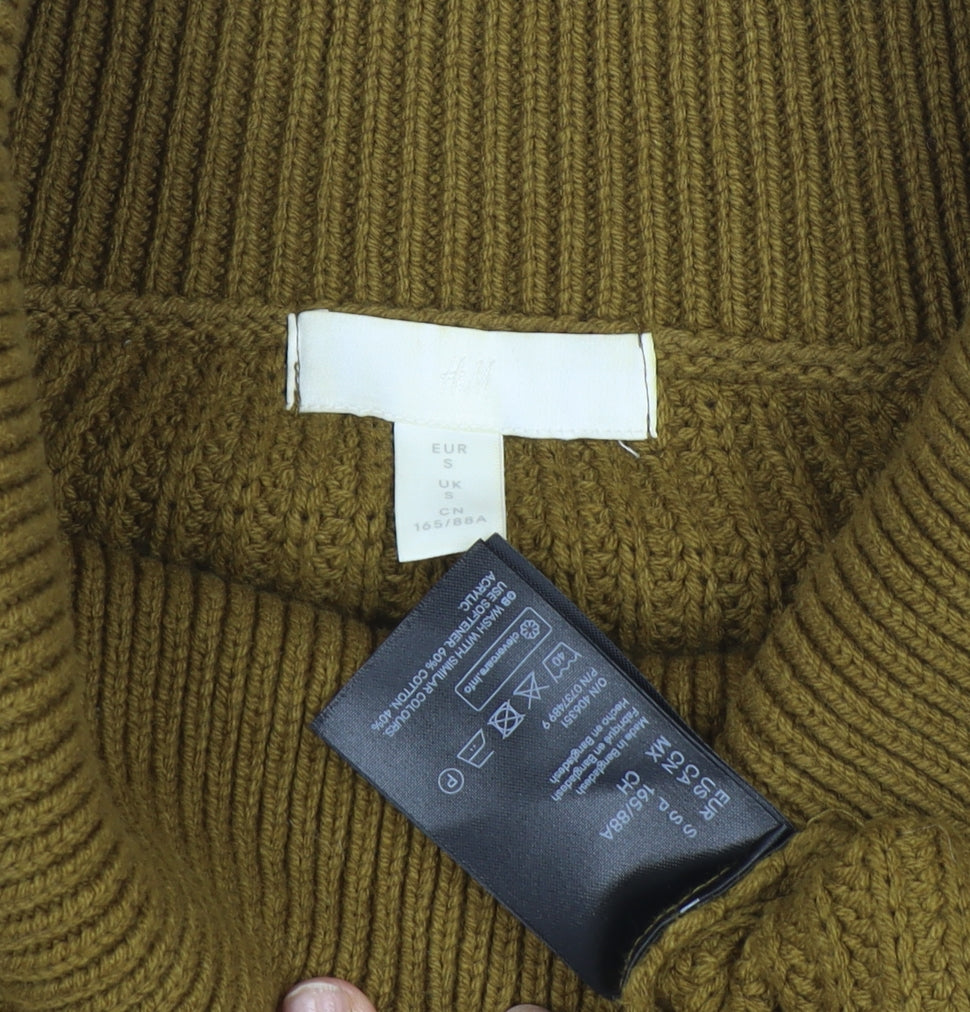 H&M Women's Brown High Neck Jumper, Size S