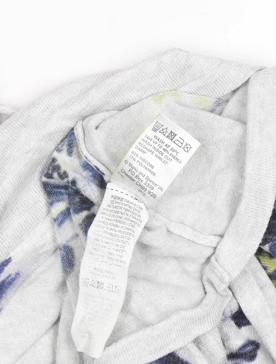 Marks and Spencer Women's Grey Floral Pullover Jumper Size 14