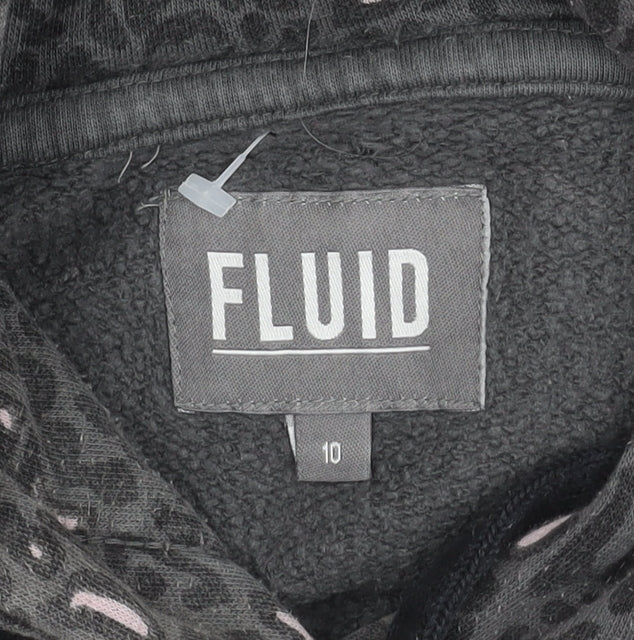 Fluid Women's Grey Animal Print Hoodie Size 10