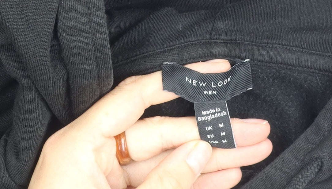 New Look Men's Black Pullover Hoodie - Size M