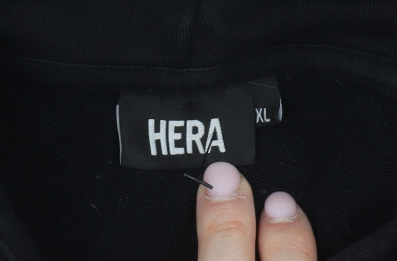 HERA Men's Black XL Pullover Hoodie with Logo