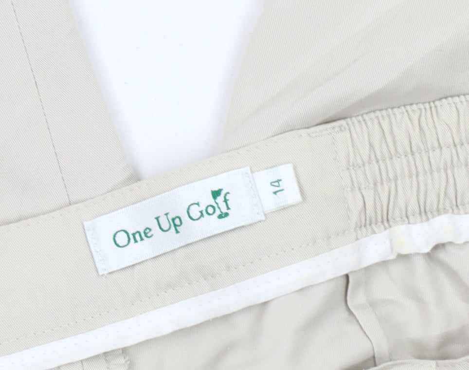 One Up Golf Womens Beige Cropped Casual Trousers Size 14