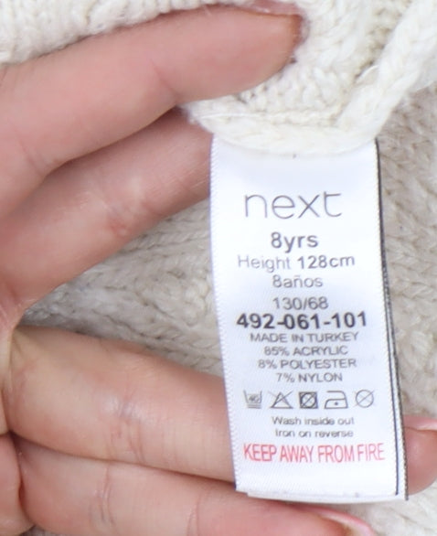 Next Girls Ivory Cable Knit Sleeveless High Neck Vest Size 8Y