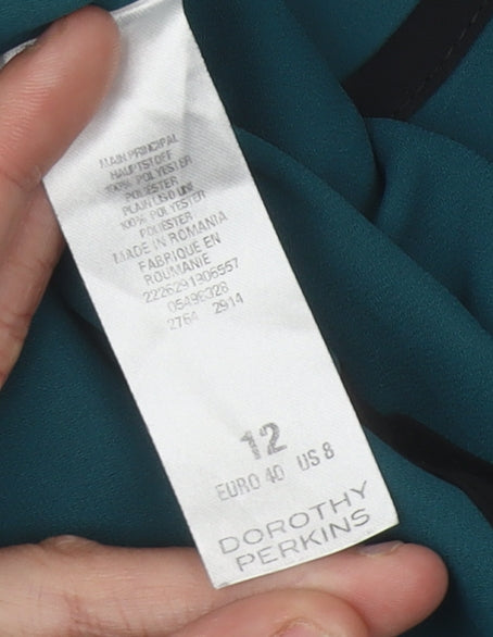 Dorothy Perkins Women’s Green Chiffon Blouse Size 12 Long Sleeve
