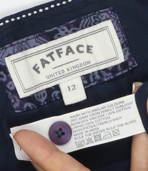 FatFace Women Purple Geometric A-Line Knee Length Skirt Size 12