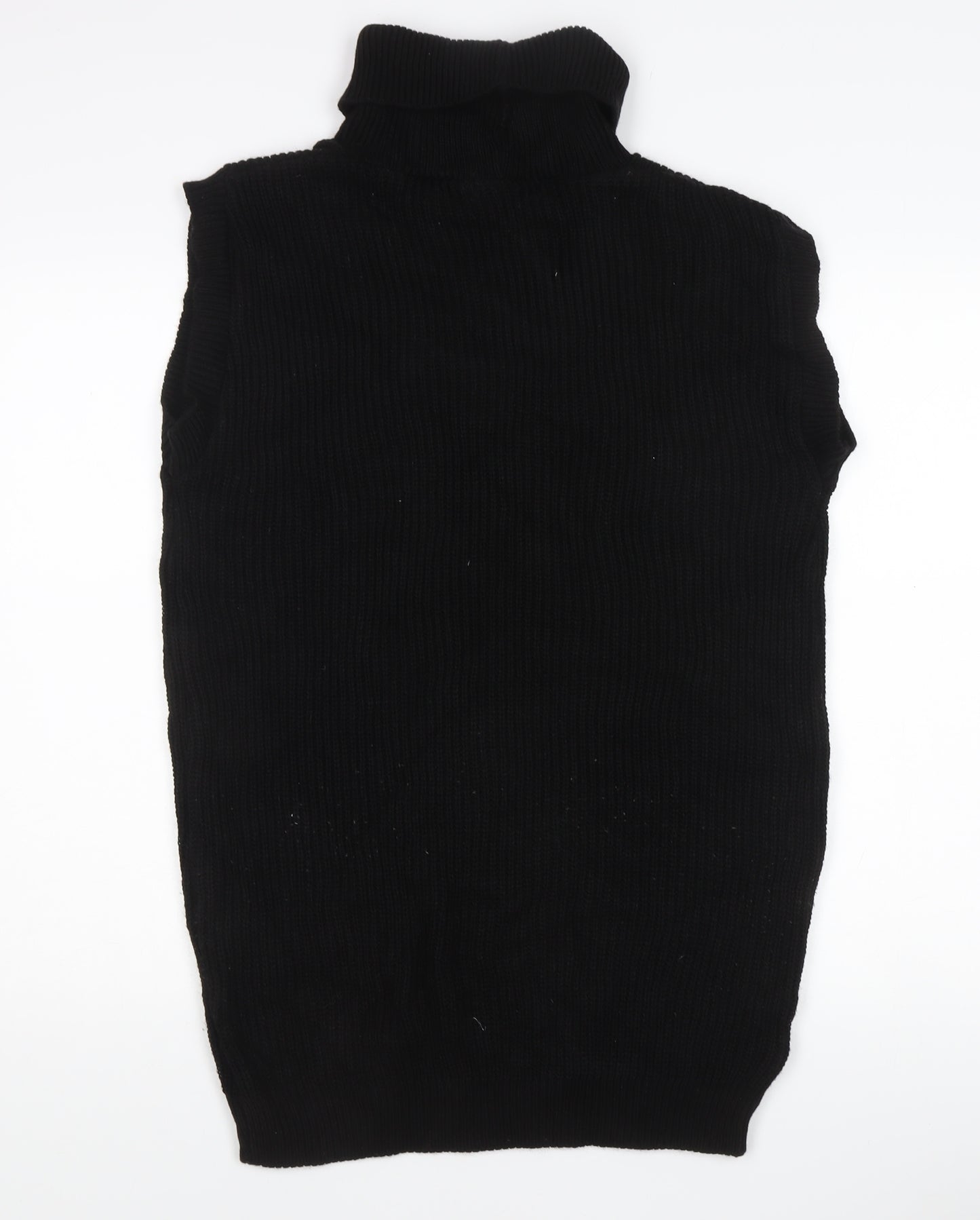 Nana Women’s Black Sleeveless Roll Neck Rib-Knit Jumper Size S