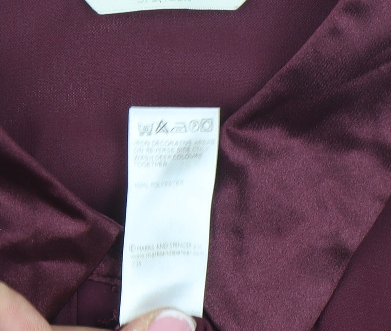Marks and Spencer Women’s Purple Beaded Collared Button-Up Shirt Size 18