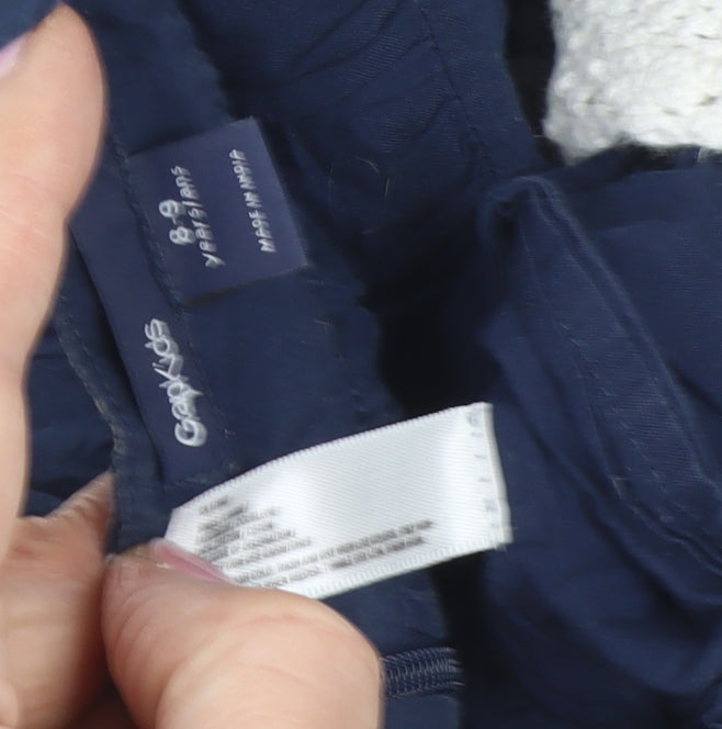 Garammas Girls Blue Butterfly Lace Trim A-Line Cotton Dress 8 Years