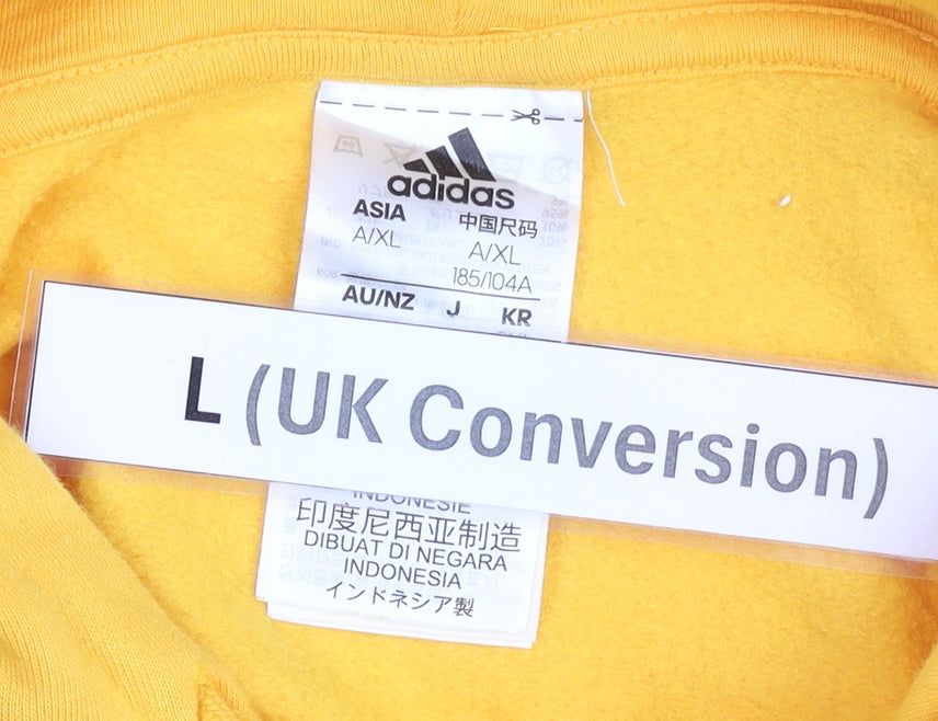 Adidas Men's Yellow Pullover Hoodie L Regular Fit Logo Jersey
