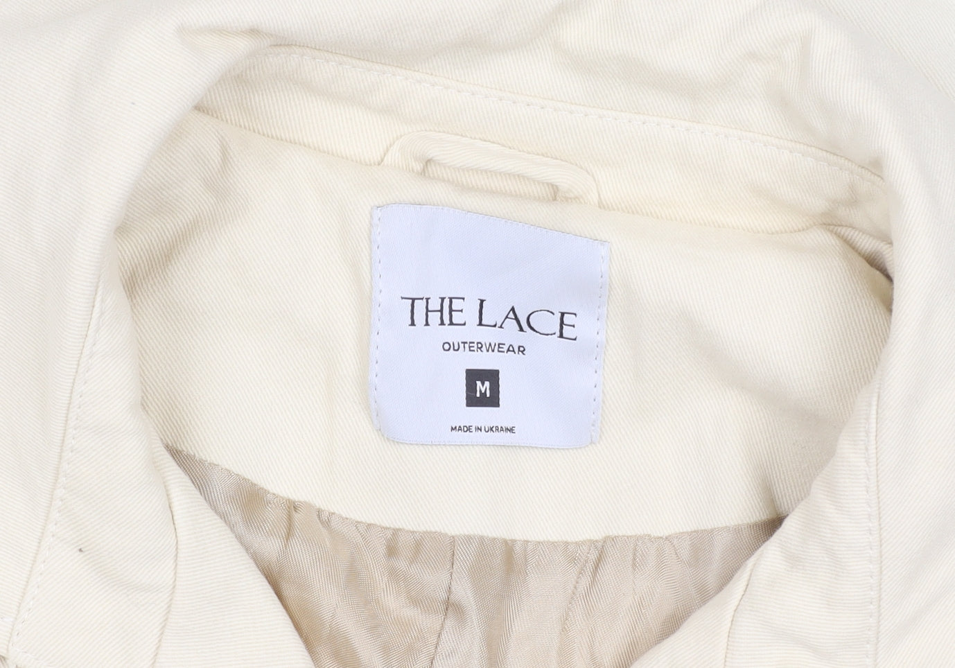 THE LACE Women’s Ivory Cotton Long Trench Coat Belted M