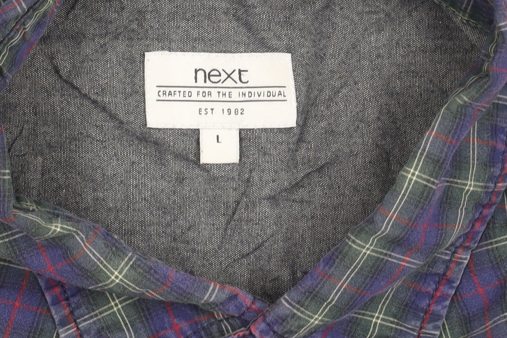 Next Men's Multicoloured Check Flannel Long Sleeve Shirt L
