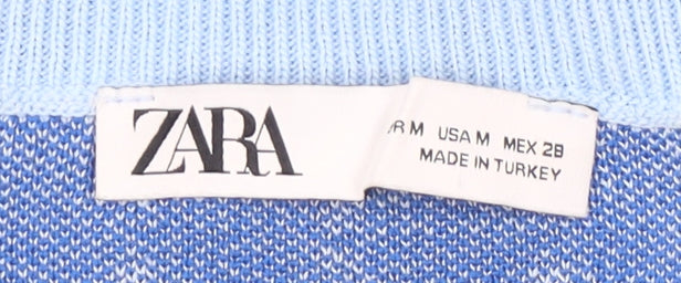 Zara Women’s Blue Argyle Sleeveless Knit Knee Length Dress M