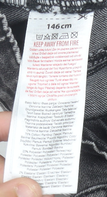 DESTINATION Boys Black Stone Wash Jeans 11 Years Straight Elastic Waist