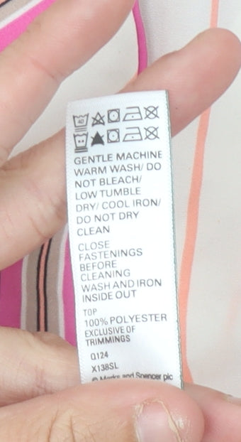 Marks and Spencer Womens Multicoloured Striped Pyjama Top Shirt Size 14