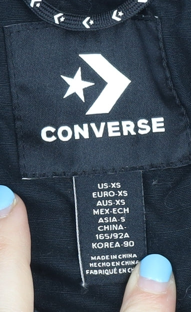 Converse Men’s Black XS Parka Jacket Hooded Mid-Length Outdoor
