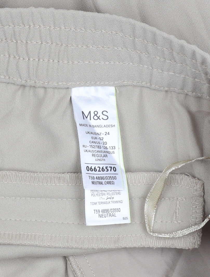 Marks and Spencer Women’s Beige Size 24 Regular Fit Elastic Waist Trousers