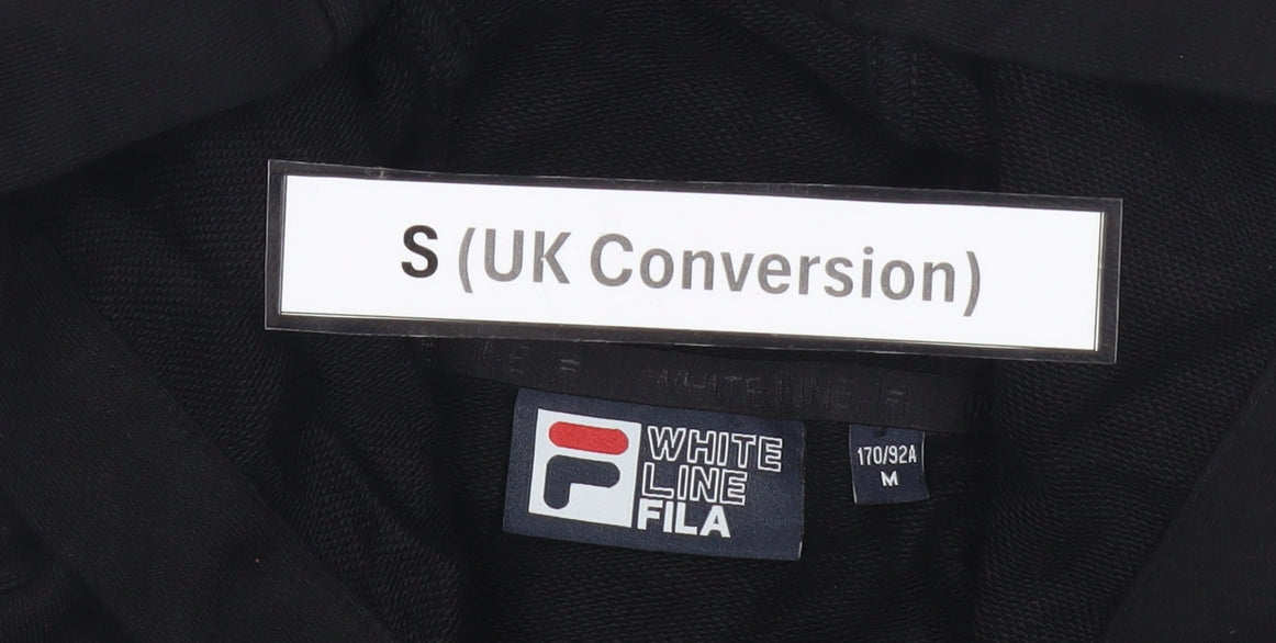 FILA Men’s Black Pullover Hoodie Small Logo Sports Jersey Cotton Blend