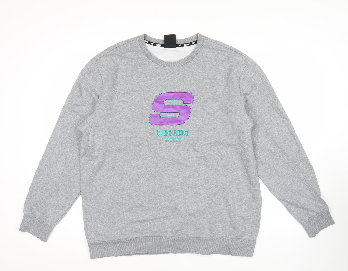 Skechers Men’s Grey M Pullover Sweatshirt Logo Print Long Sleeve