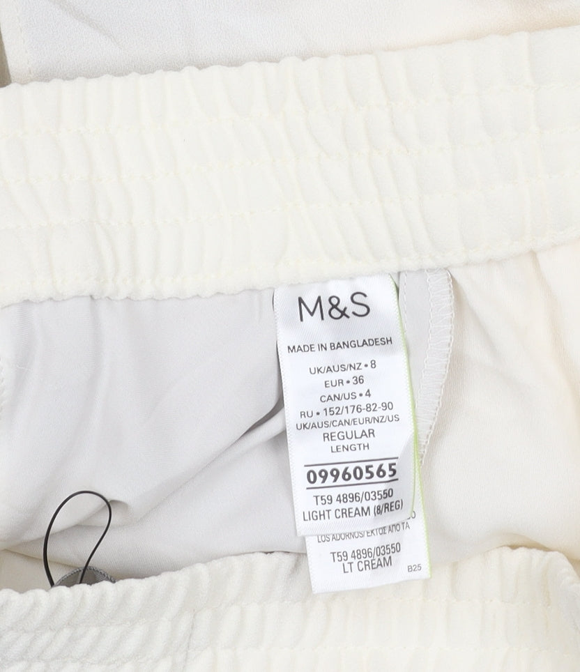 Marks and Spencer Women’s Ivory Jogger Trousers Size 8 Regular Fit