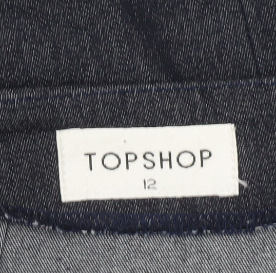 Topshop Women Black Size 12 High Rise Stretch Pencil Skirt
