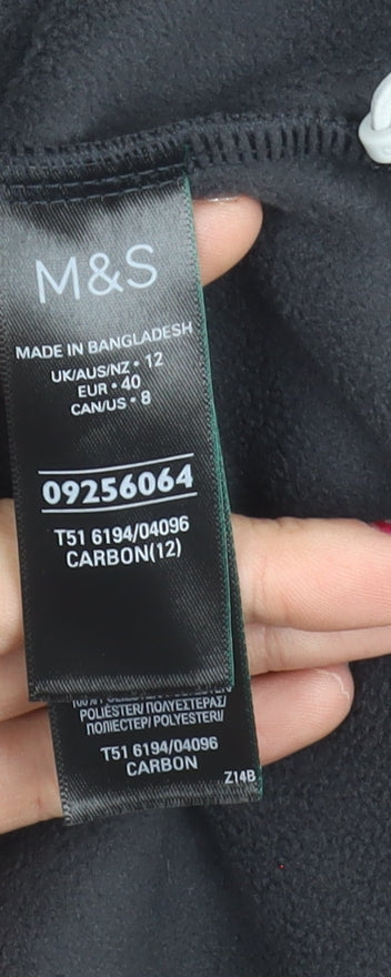Marks and Spencer Womens Black Grey Fleece Sweatshirt Size 12 1/2 Zip