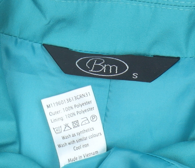BM Womens Green Mid-Length Polyester Zip Jacket Size S