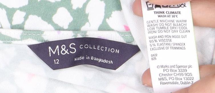 Marks and Spencer Women’s Green Floral A-Line Dress Size 12