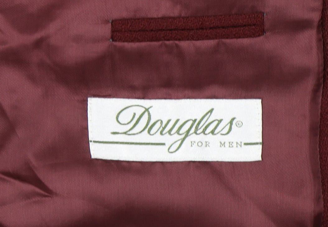 Douglas Men's Red Wool Blazer Jacket 50R Notch Lapel Classic Formal