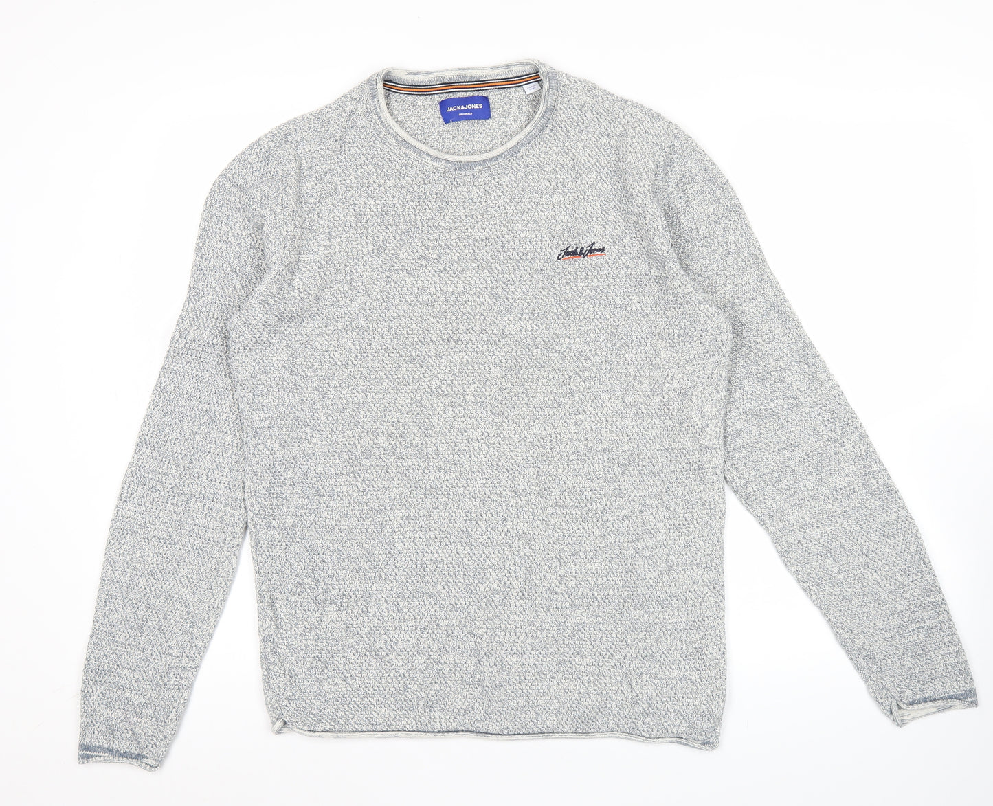 Jack & Jones Mens Grey Knit Pullover Jumper Size M Crew Neck