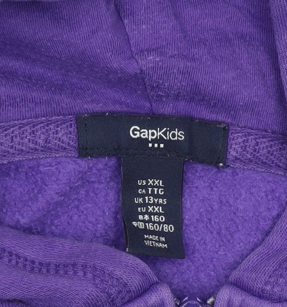 GAP Kids Girls Purple Sequin Logo Full Zip Hoodie Age 13 Years
