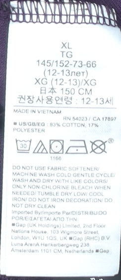 GapFit Boys Purple Sweatpants XL 12-13 Years Elastic Waist Cotton Blend