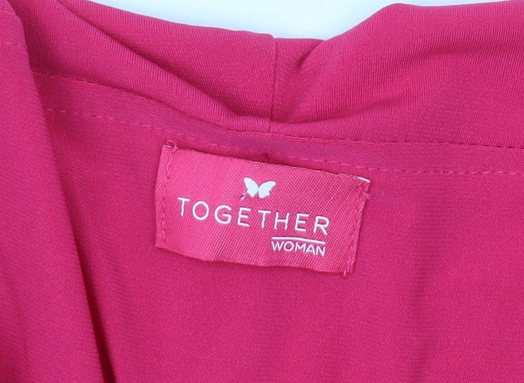 Together Women’s Pink Ruffle V-Neck Tunic Blouse Size S