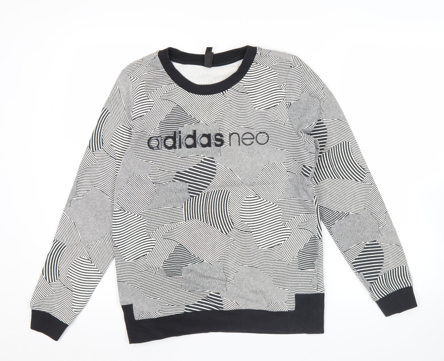 Adidas Neo Womens Black White Sweatshirt UK 10 Cotton Blend