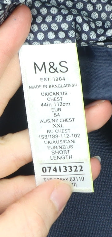 Marks and Spencer Mens Blue 44in Blazer Jacket 2XL Regular Fit