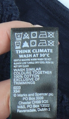 Marks and Spencer Women’s Blue Size 14 Cotton Sleeveless Blouse