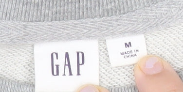 GAP Men's Grey Sweatshirt M Crew Neck Pullover Logo Cotton Blend